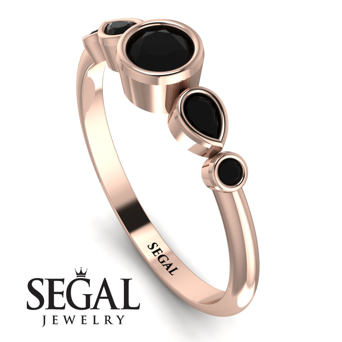 Bezel Symmetrical Black Diamond Ring - Ivy No. 38