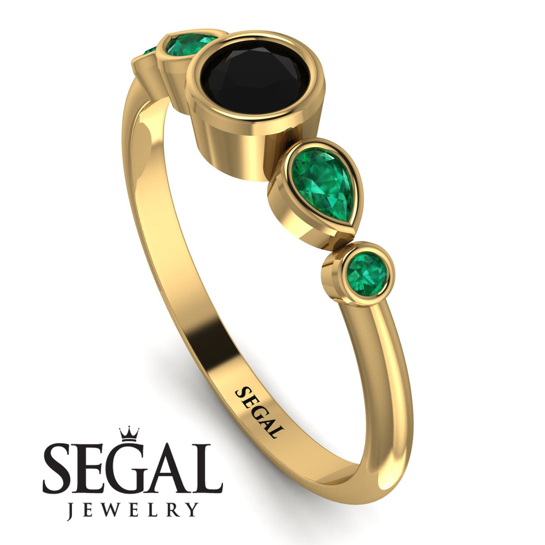 Bezel Symmetrical Black Diamond Ring - Ivy No. 22