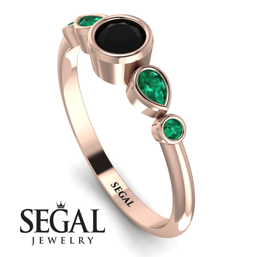 Bezel Symmetrical Black Diamond Ring - Ivy No. 23