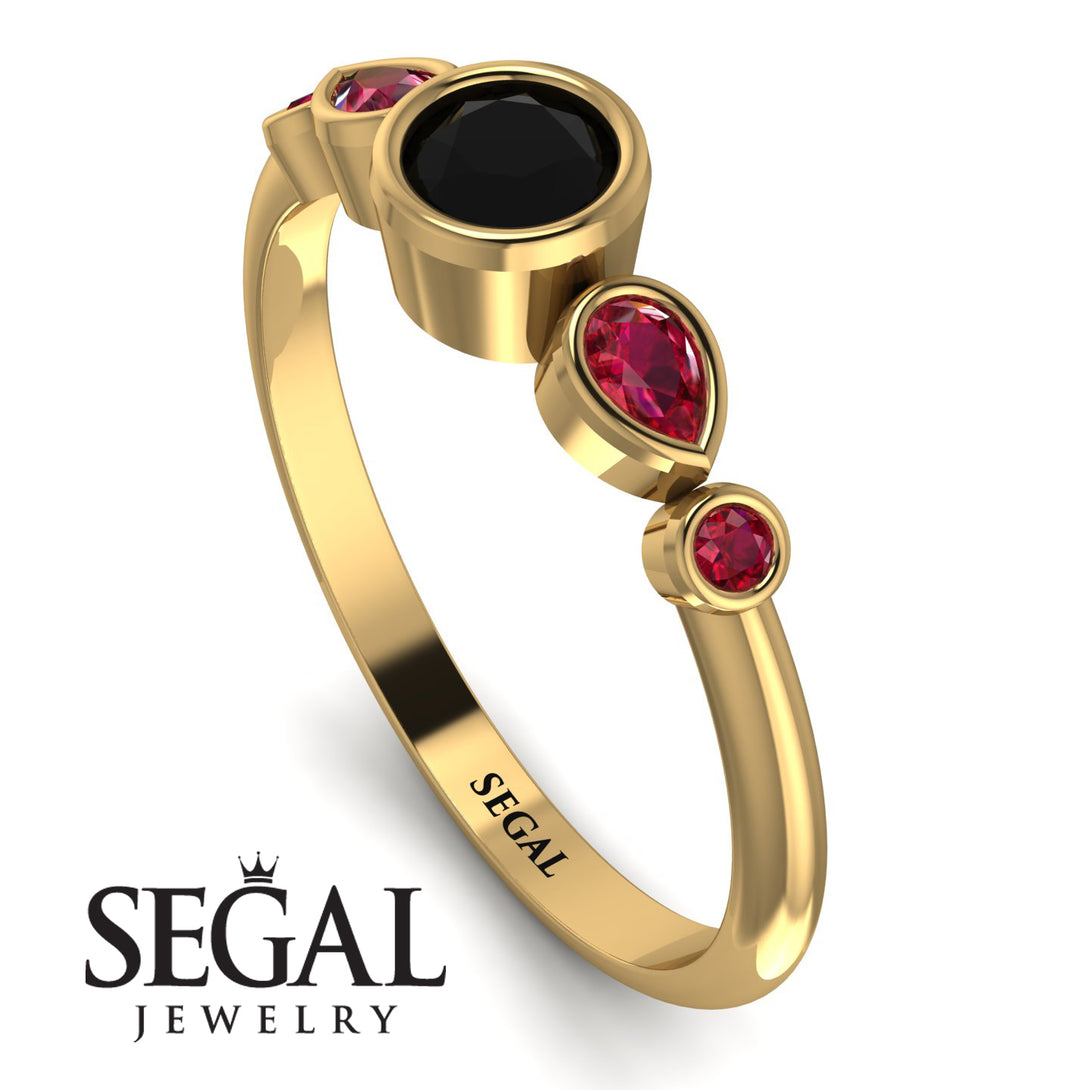 Bezel Symmetrical Black Diamond Ring - Ivy No. 52
