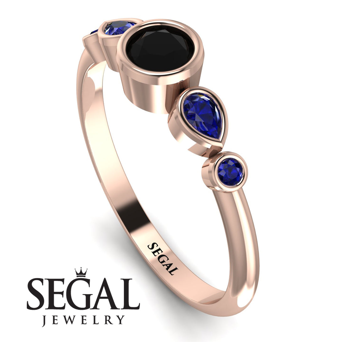 Bezel Symmetrical Black Diamond Ring - Ivy No. 68
