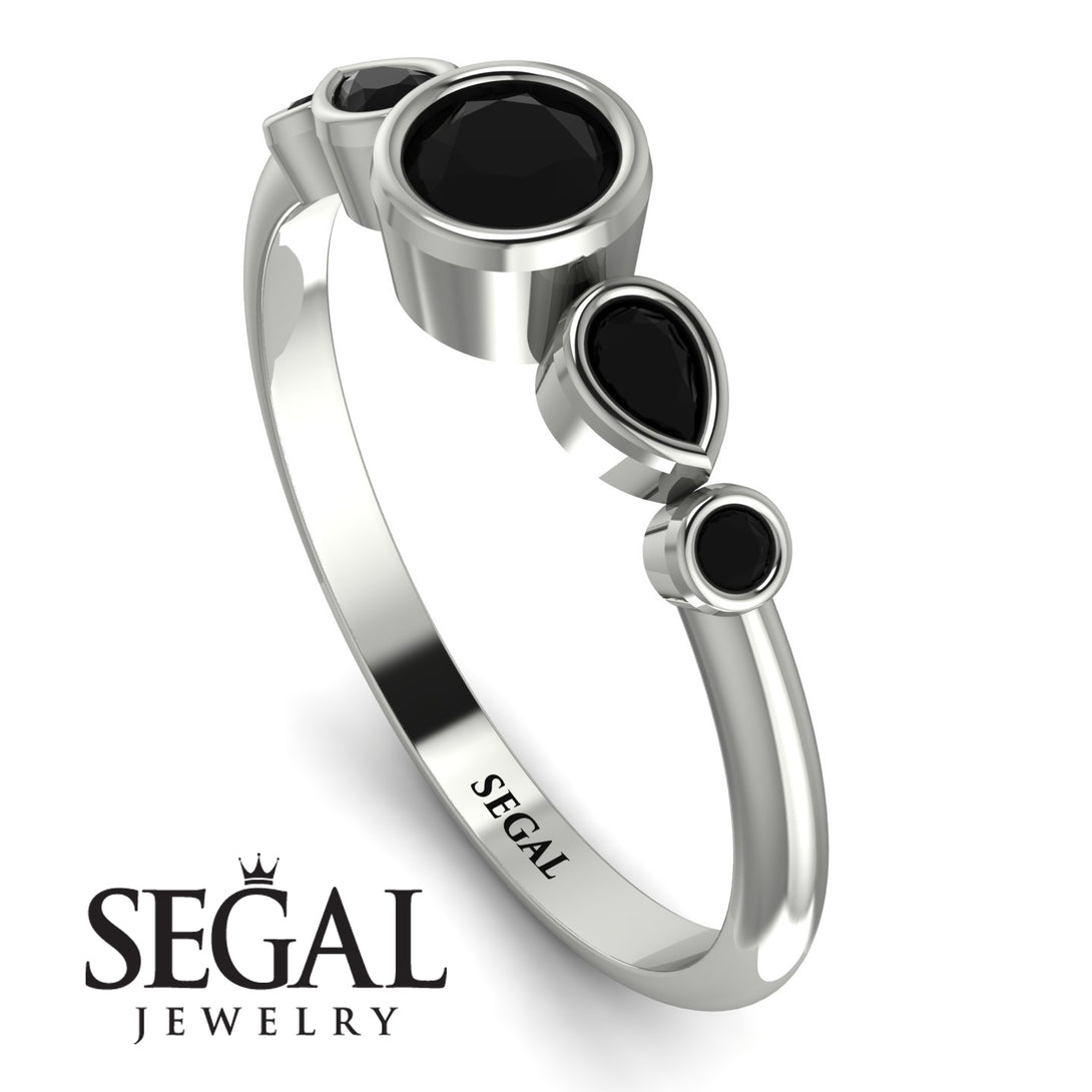 Bezel Symmetrical Black Diamond Ring - Ivy No. 39