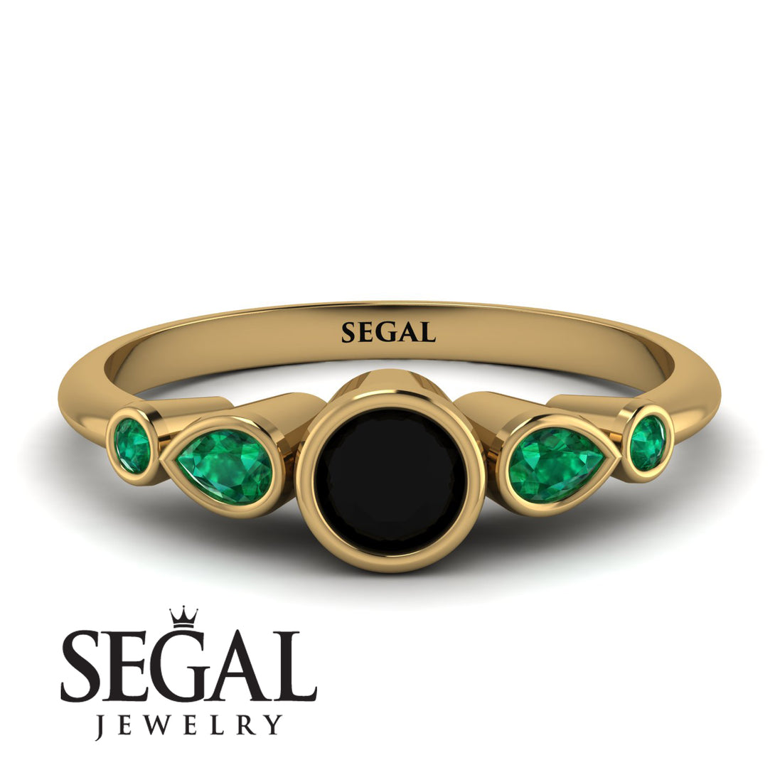 Bezel Symmetrical Black Diamond Ring - Ivy No. 22