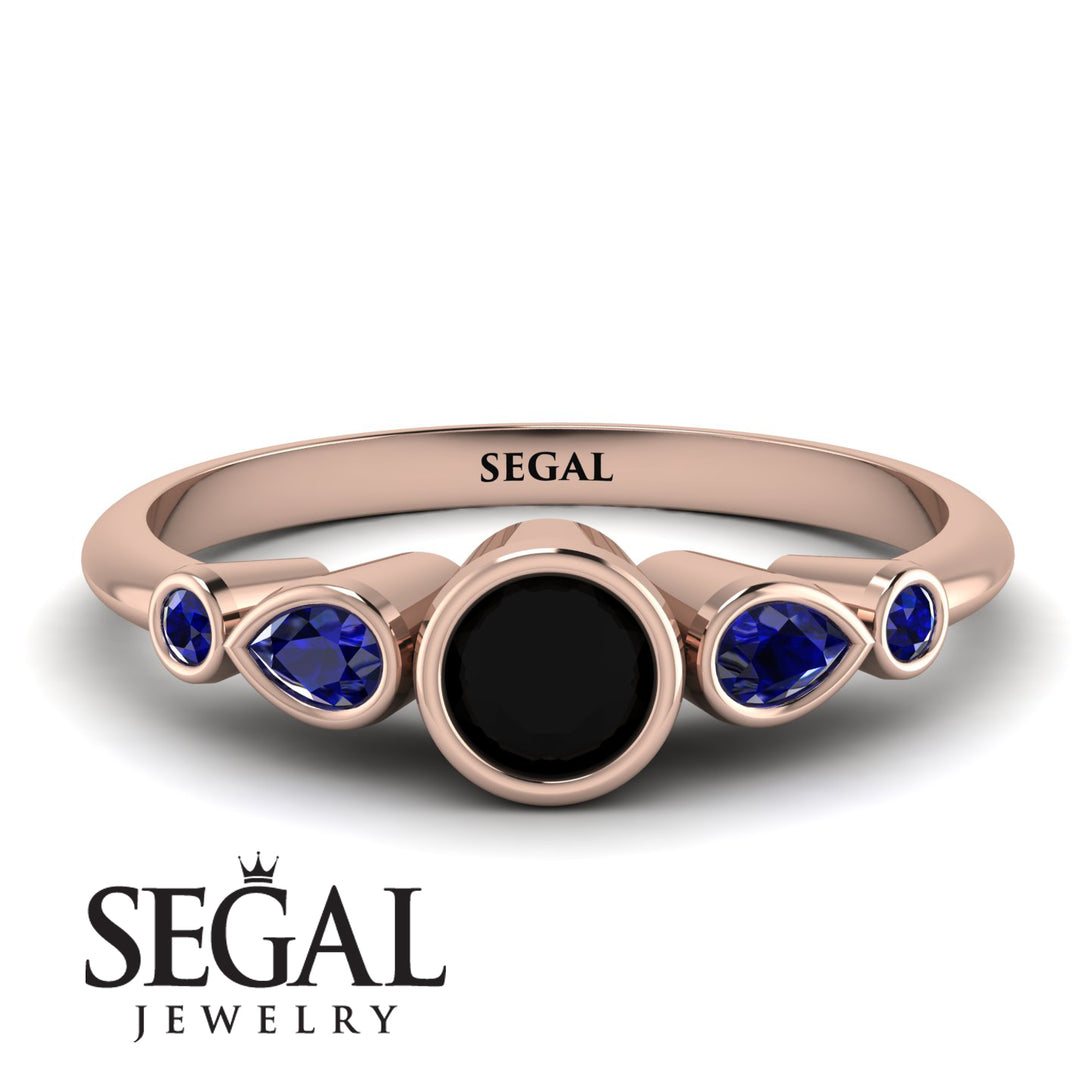 Bezel Symmetrical Black Diamond Ring - Ivy No. 68