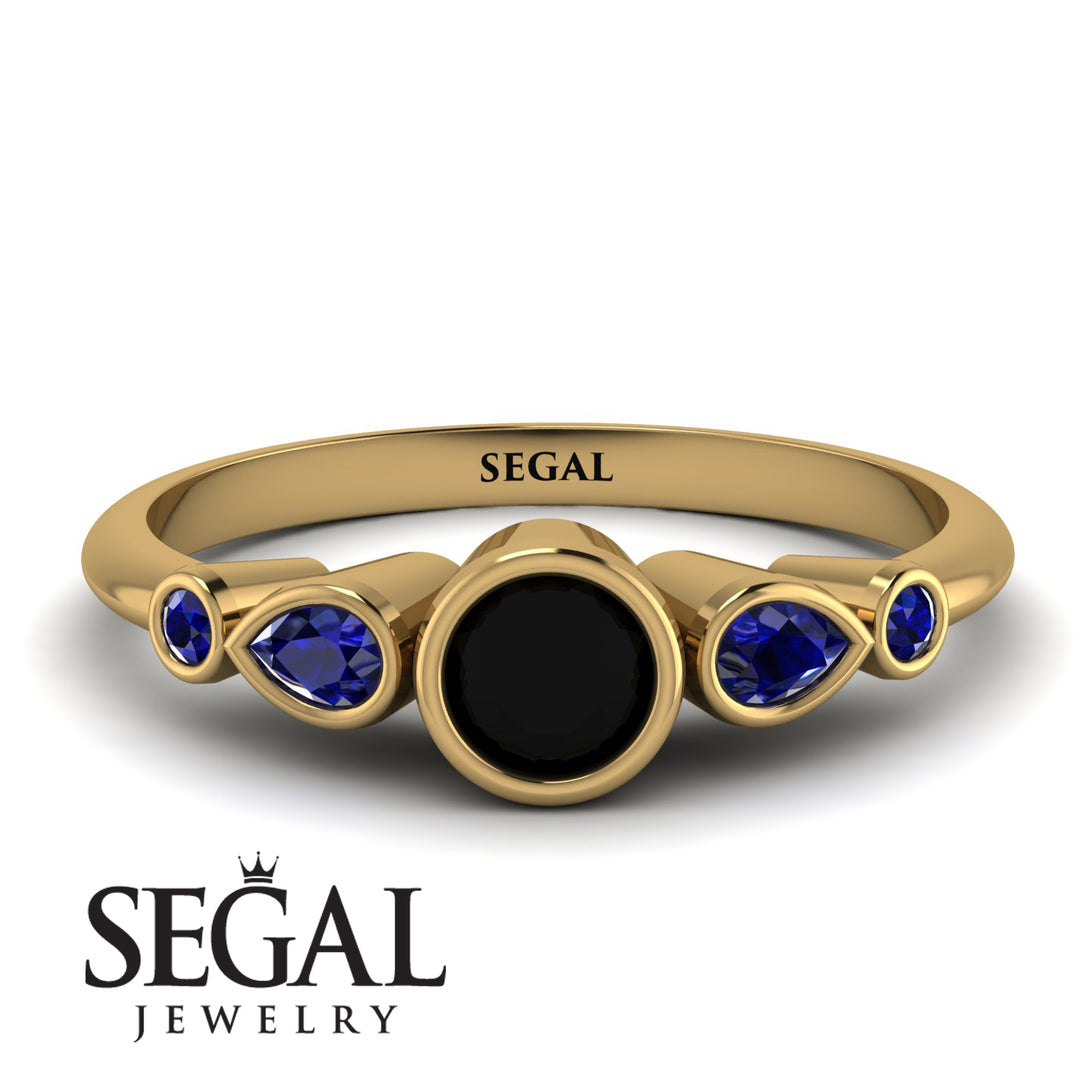Bezel Symmetrical Black Diamond Ring - Ivy No. 67