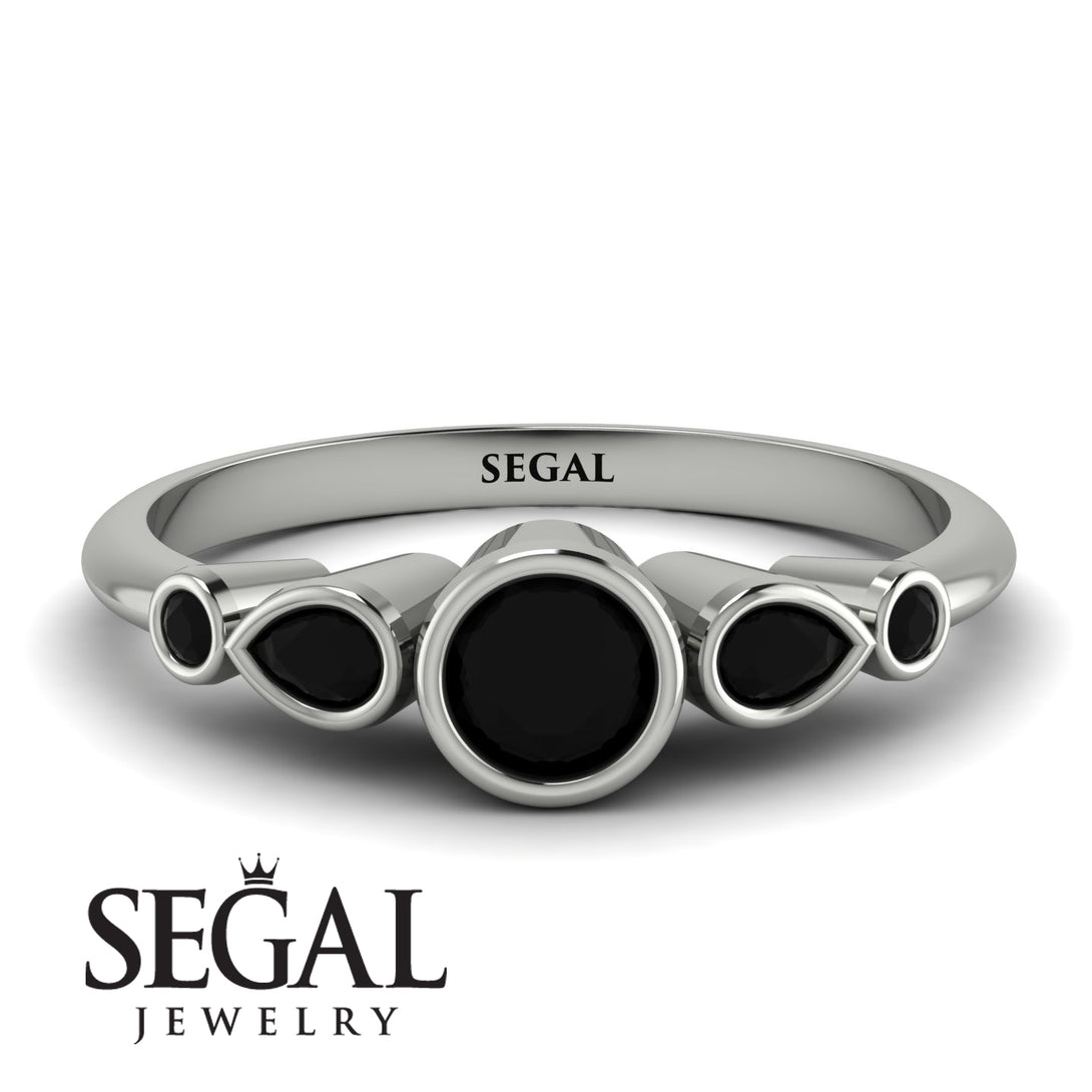 Bezel Symmetrical Black Diamond Ring - Ivy No. 69