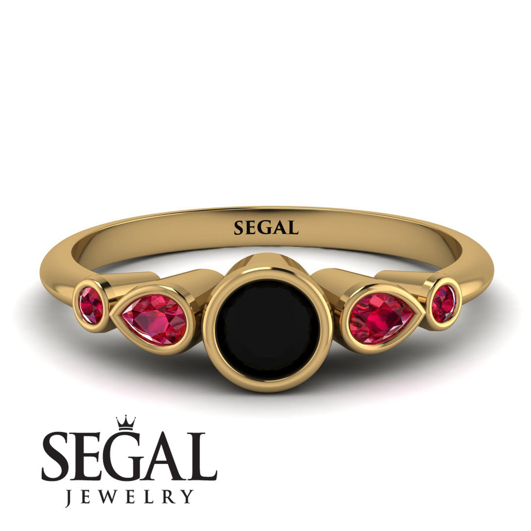 Bezel Symmetrical Black Diamond Ring - Ivy No. 52