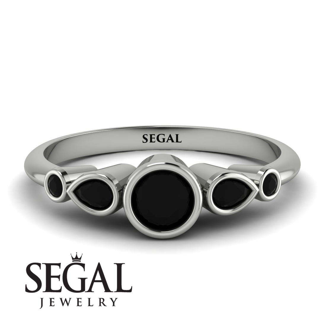 Bezel Symmetrical Black Diamond Ring - Ivy No. 39