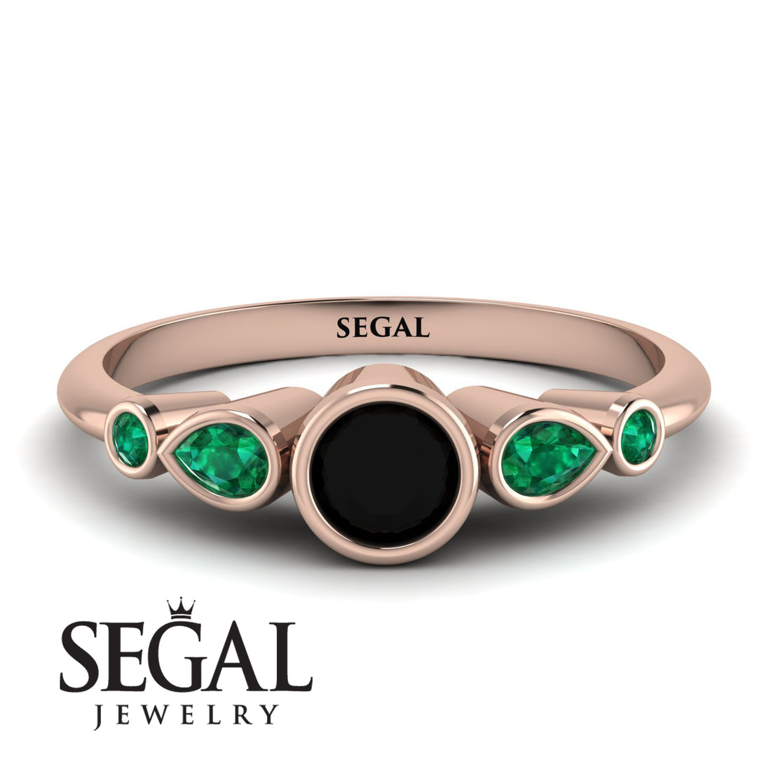 Bezel Symmetrical Black Diamond Ring - Ivy No. 23