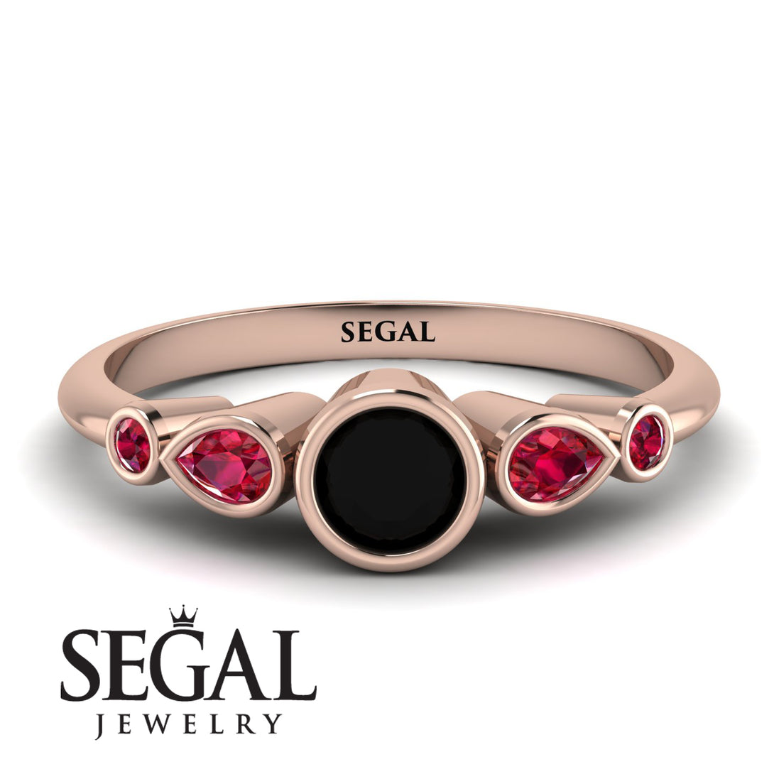 Bezel Symmetrical Black Diamond Ring - Ivy No. 53