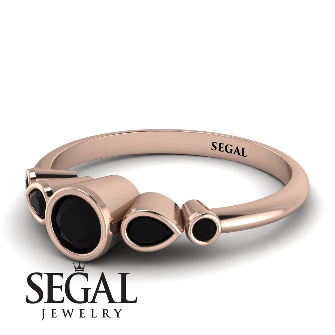 Bezel Symmetrical Black Diamond Ring - Ivy No. 38