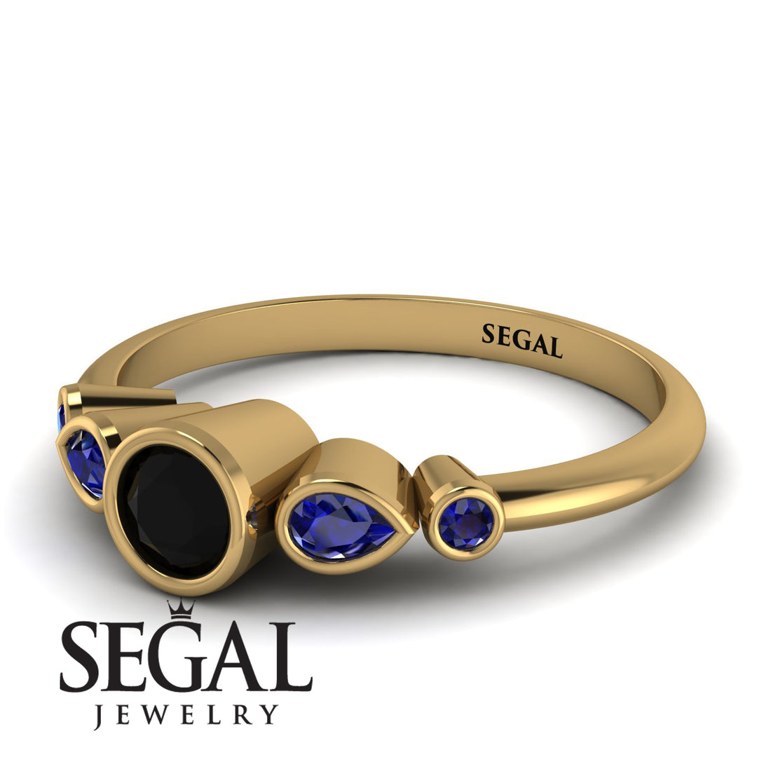 Bezel Symmetrical Black Diamond Ring - Ivy No. 67