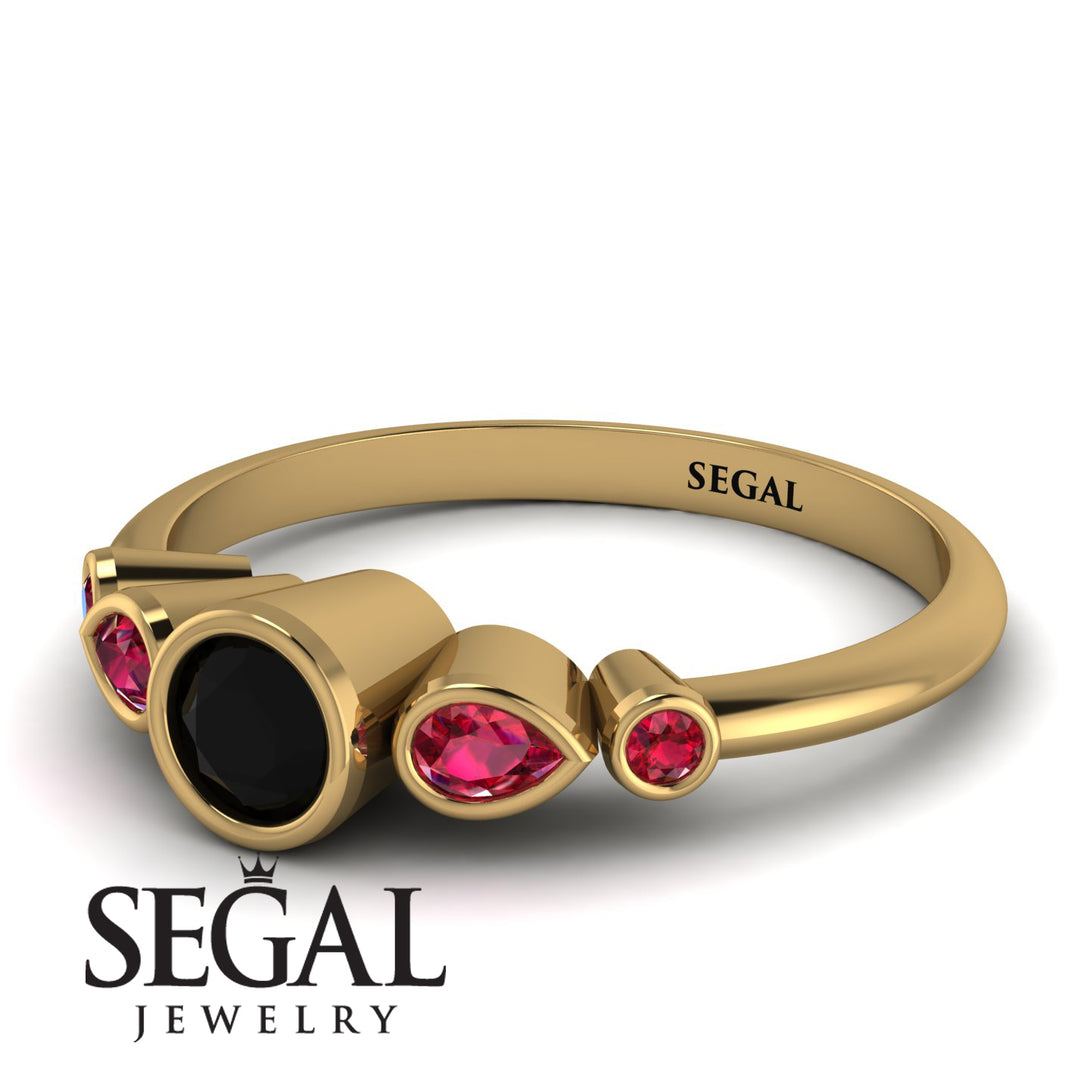 Bezel Symmetrical Black Diamond Ring - Ivy No. 52