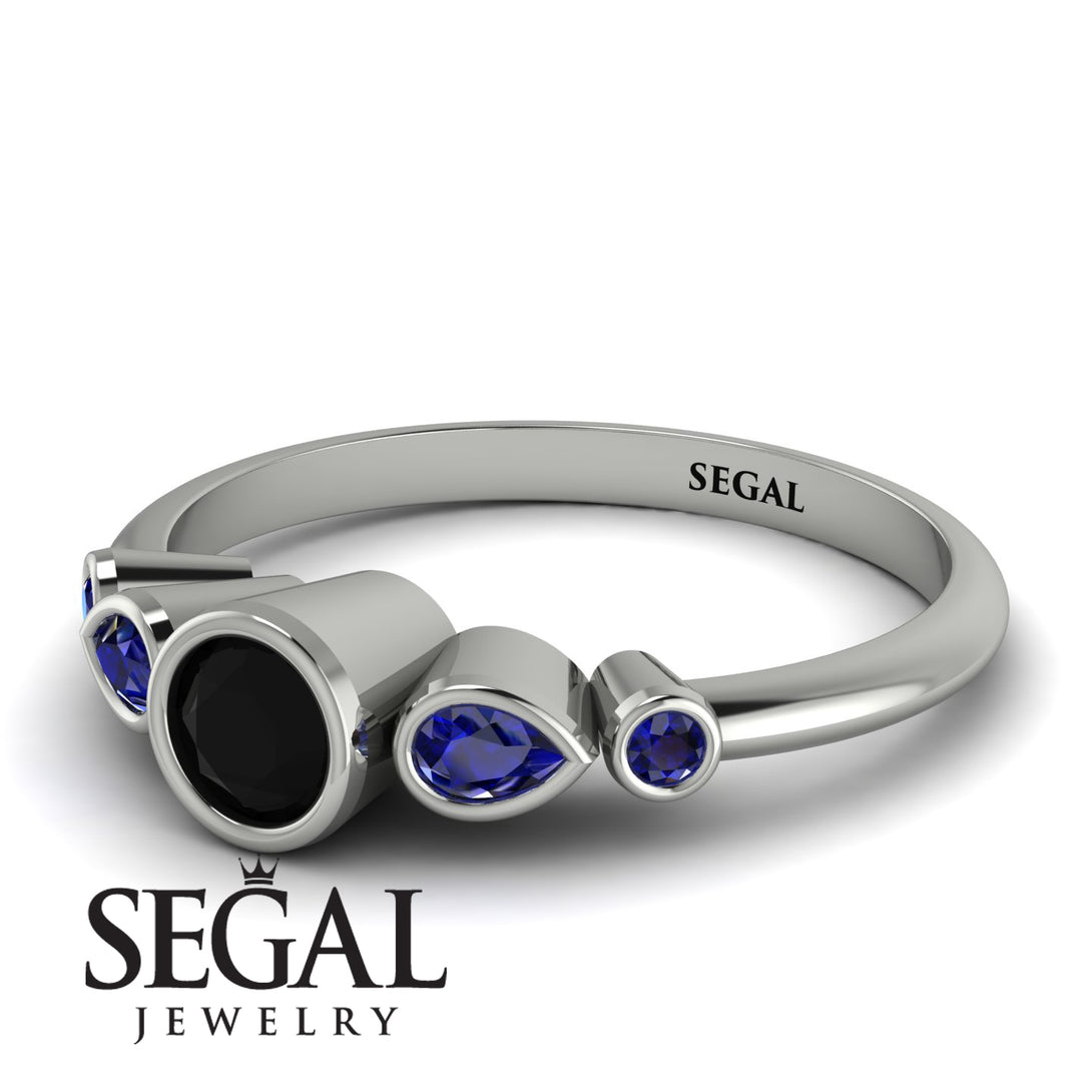 Bezel Symmetrical Black Diamond Ring - Ivy No. 69