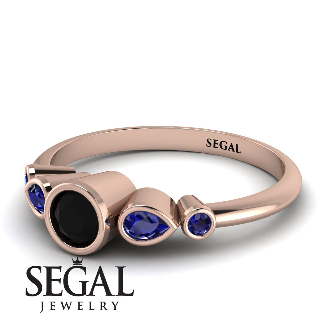 Bezel Symmetrical Black Diamond Ring - Ivy No. 68