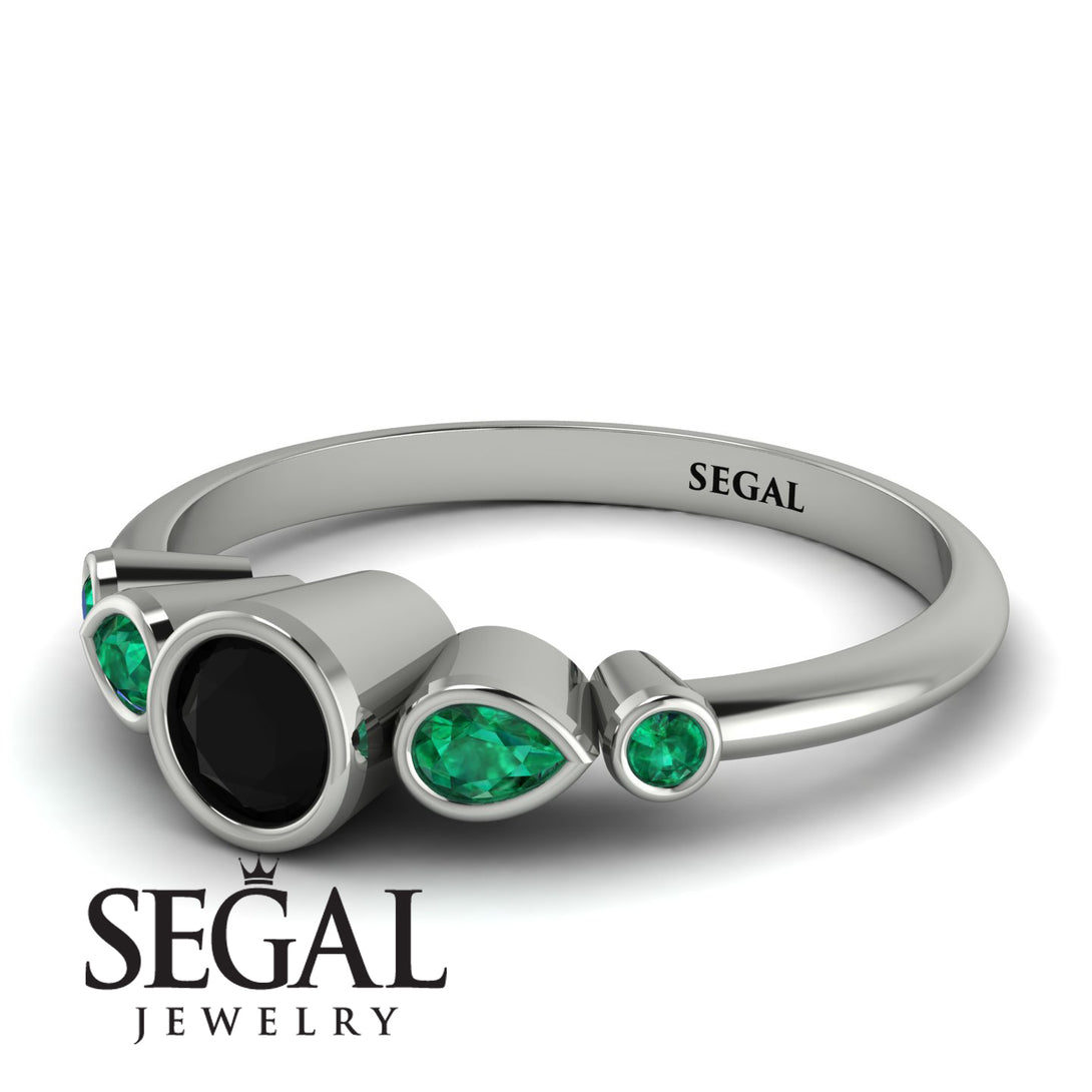 Bezel Symmetrical Black Diamond Ring - Ivy No. 24