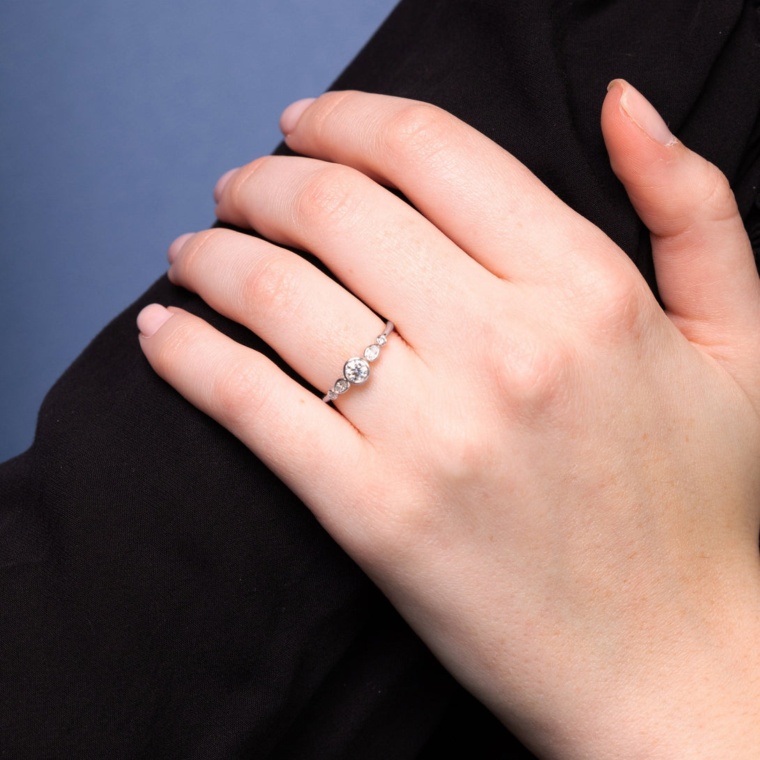 Bezel Symmetrical Black Diamond Ring - Ivy No. 39