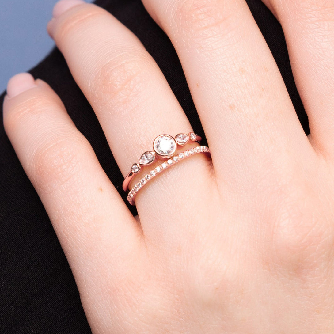 Bezel Symmetrical Black Diamond Ring - Ivy No. 68