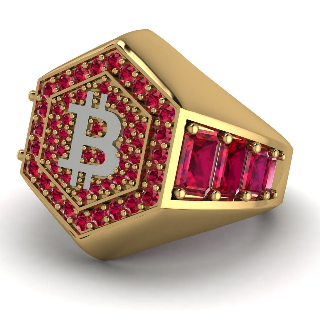 Bitcoin Ruby Signet Ring - Axel No. 34