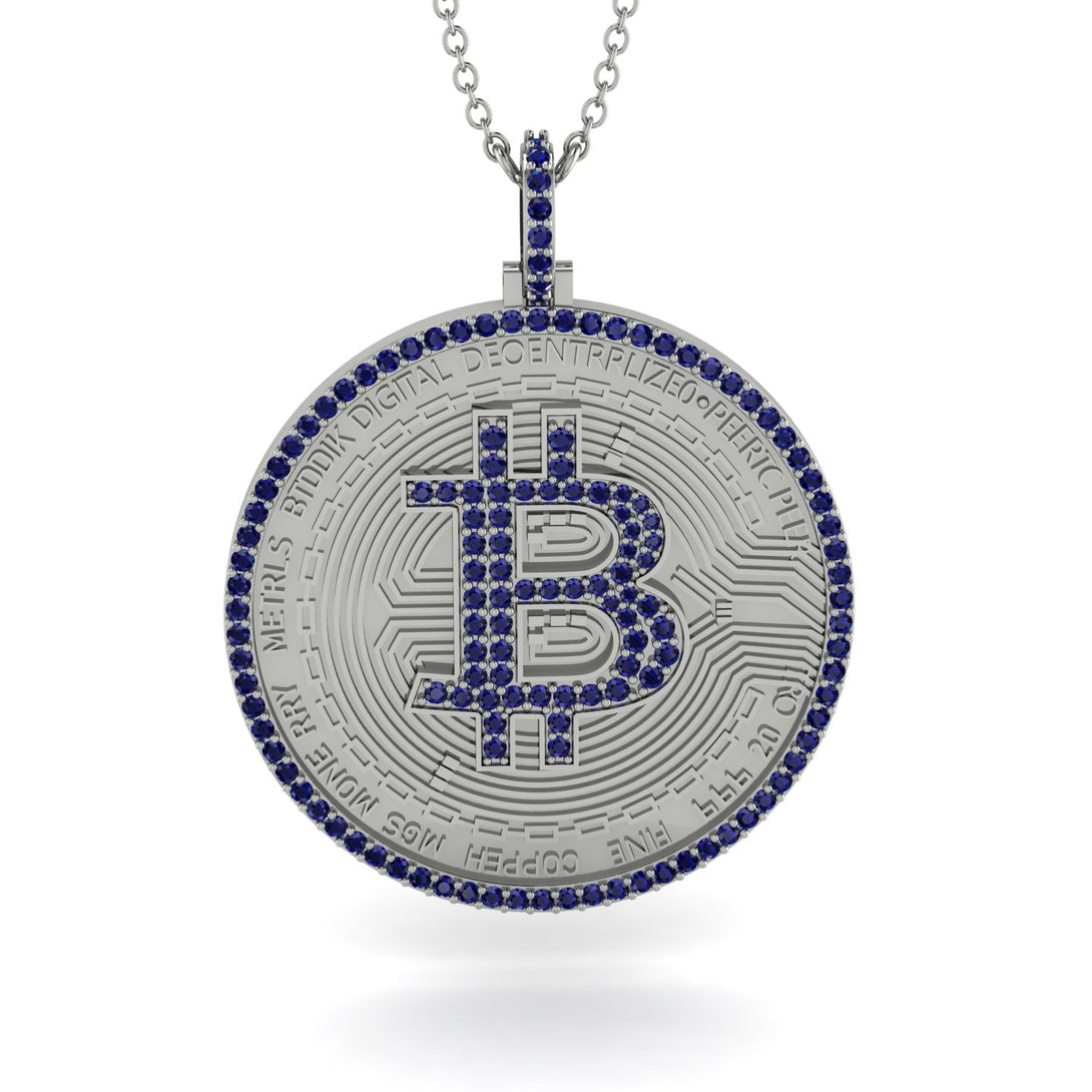 Bitcoin Sapphire Round Pendant - Easton No. 45