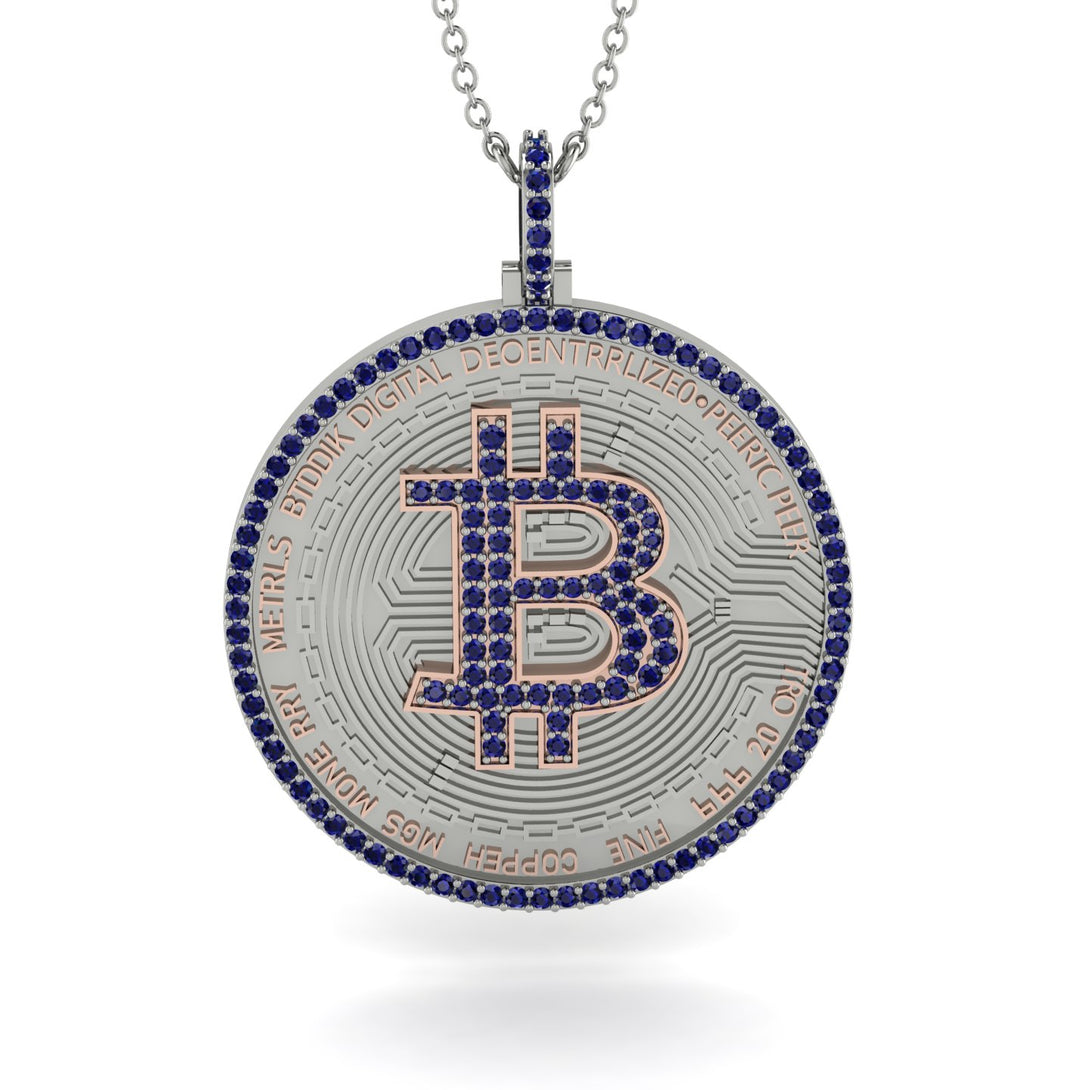 Bitcoin Sapphire Round Pendant - Easton No. 42