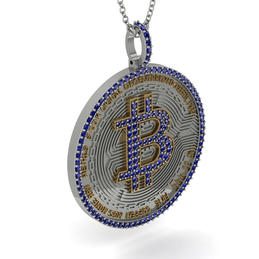 Bitcoin Sapphire Round Pendant - Easton No. 39