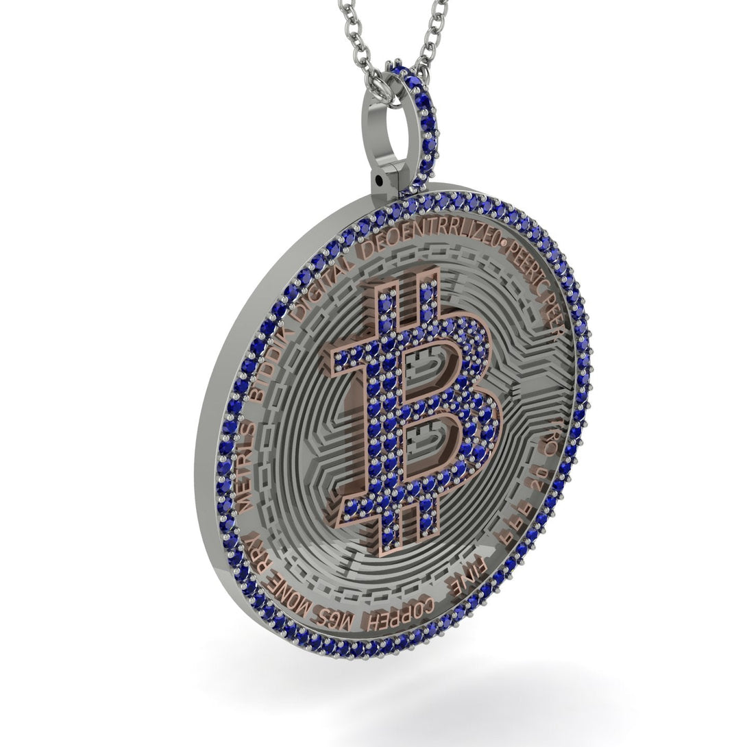 Bitcoin Sapphire Round Pendant - Easton No. 42