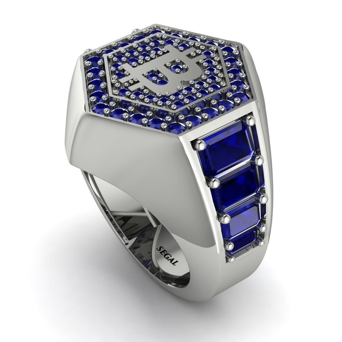 Bitcoin Sapphire Signet Ring - Axel No. 45