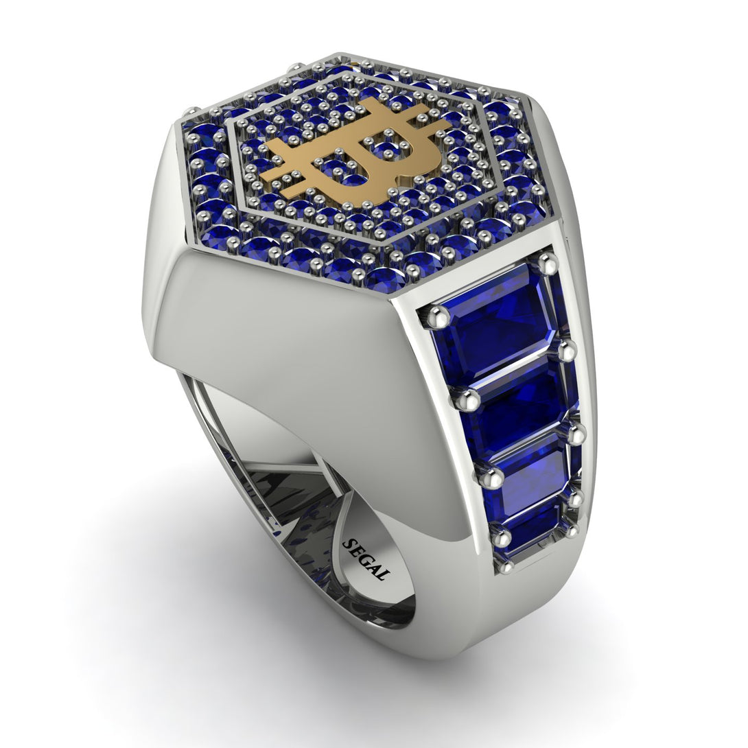 Bitcoin Sapphire Signet Ring - Axel No. 39
