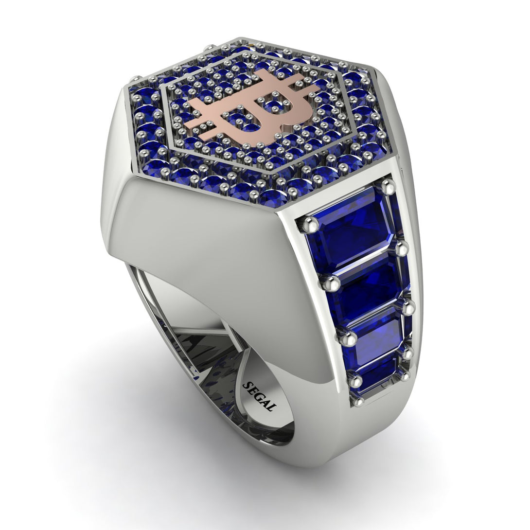 Bitcoin Sapphire Signet Ring - Axel No. 42