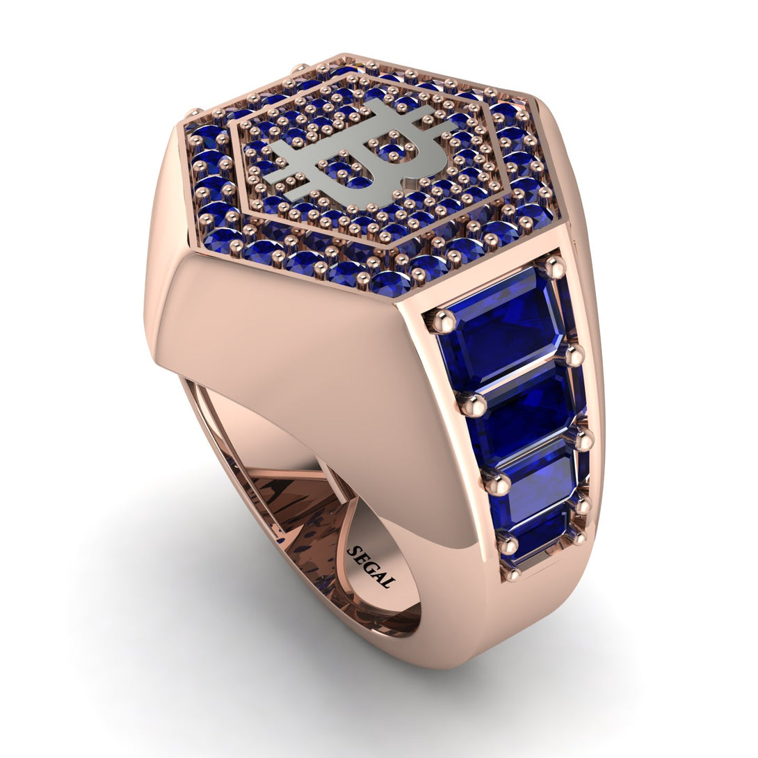 Bitcoin Sapphire Signet Ring - Axel No. 44