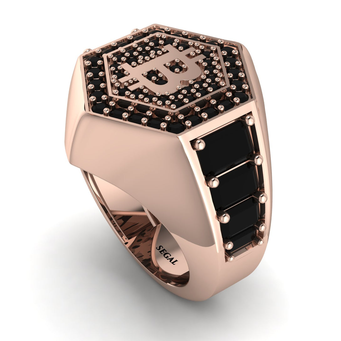 Bitcoin Black Diamond Signet Ring - Axel No. 23