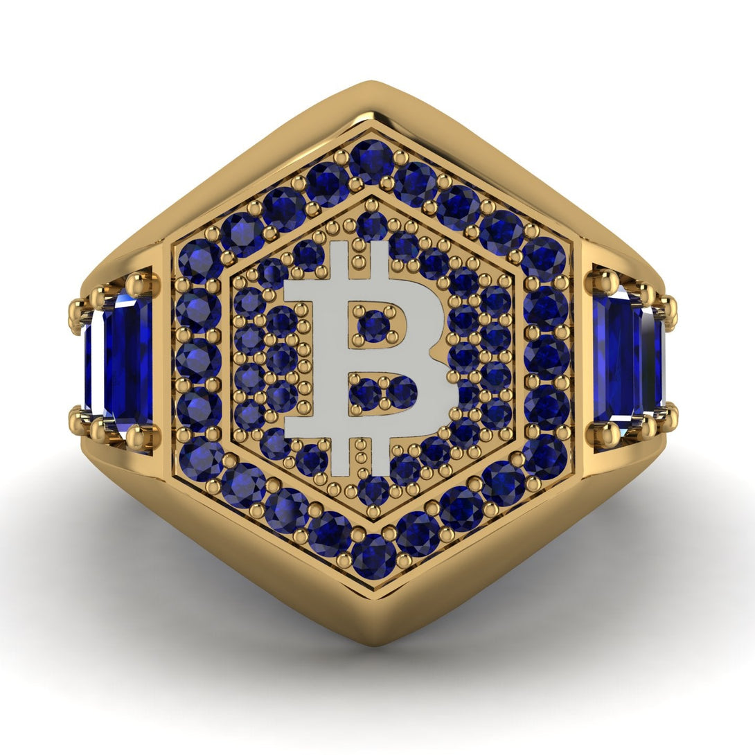 Bitcoin Sapphire Signet Ring - Axel No. 43