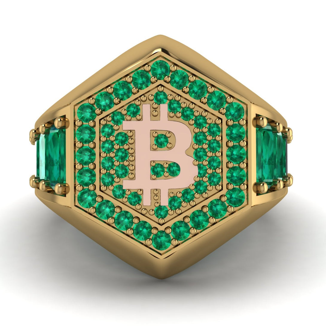 Bitcoin Emerald Signet Ring - Axel No. 13
