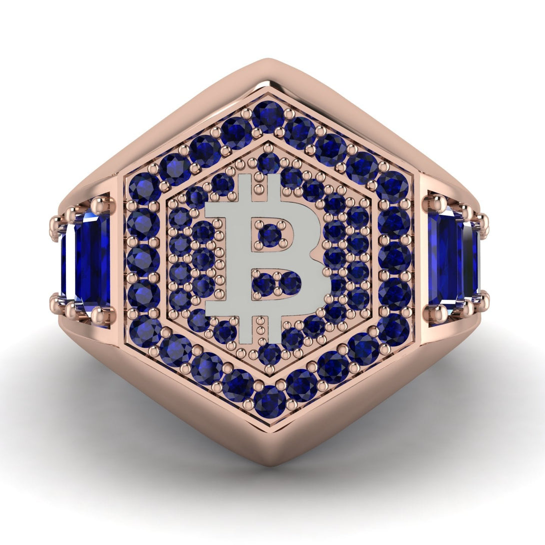 Bitcoin Sapphire Signet Ring - Axel No. 44