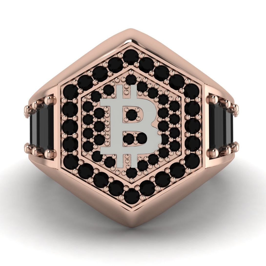 Bitcoin Black Diamond Signet Ring - Axel No. 26