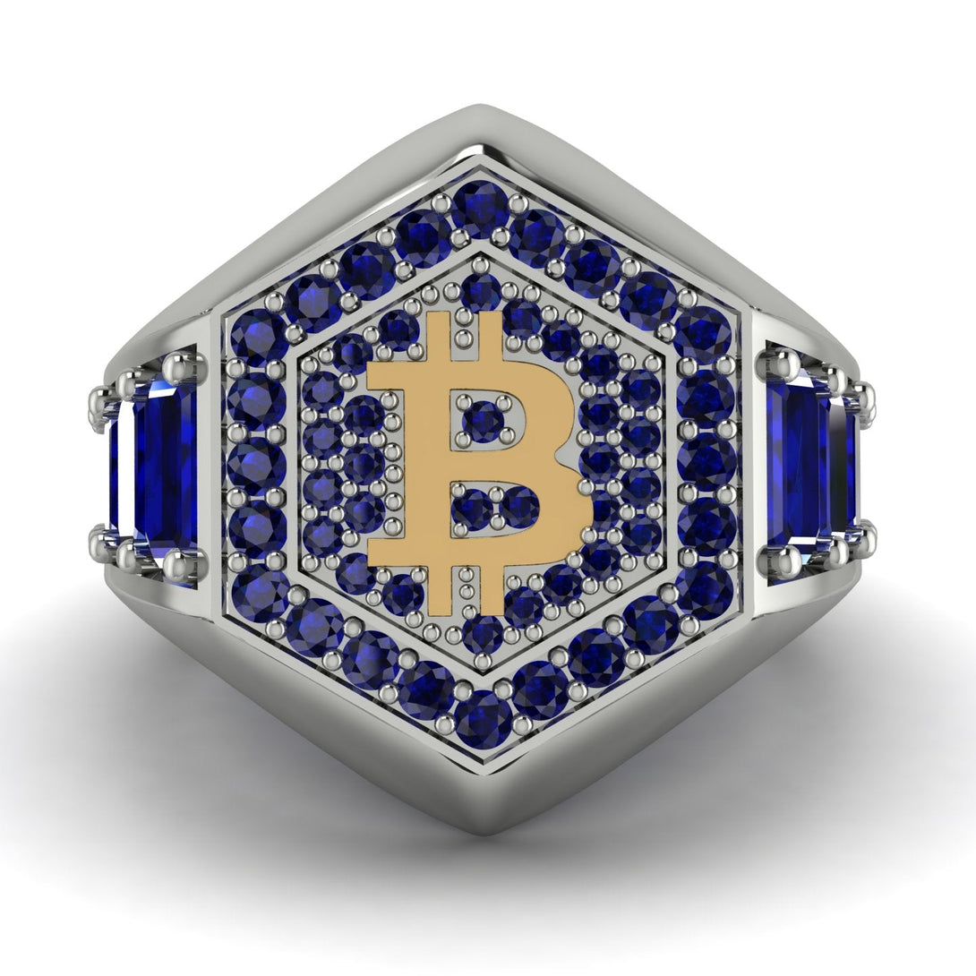 Bitcoin Sapphire Signet Ring - Axel No. 39