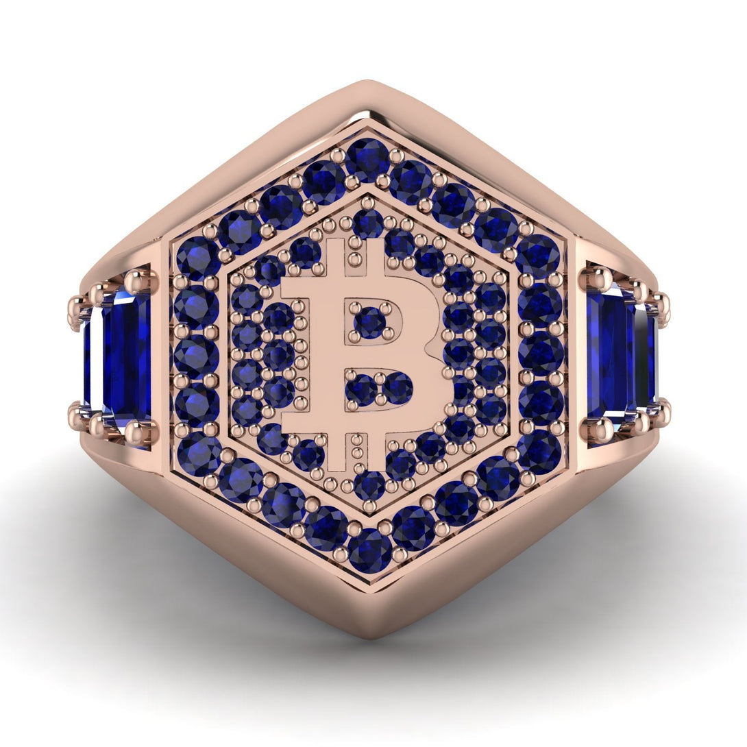 Bitcoin Sapphire Signet Ring - Axel No. 41
