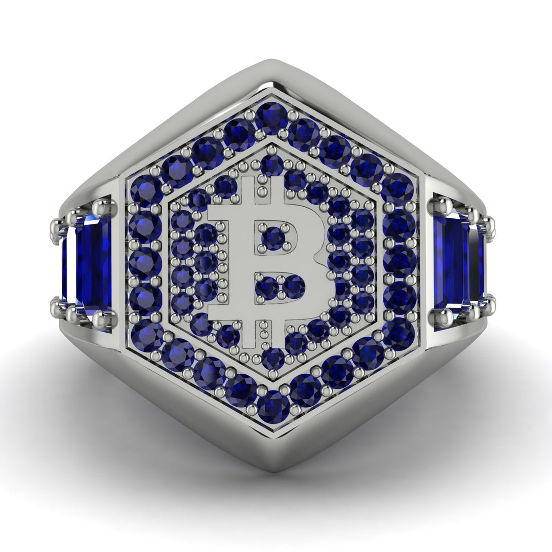 Bitcoin Sapphire Signet Ring - Axel No. 45