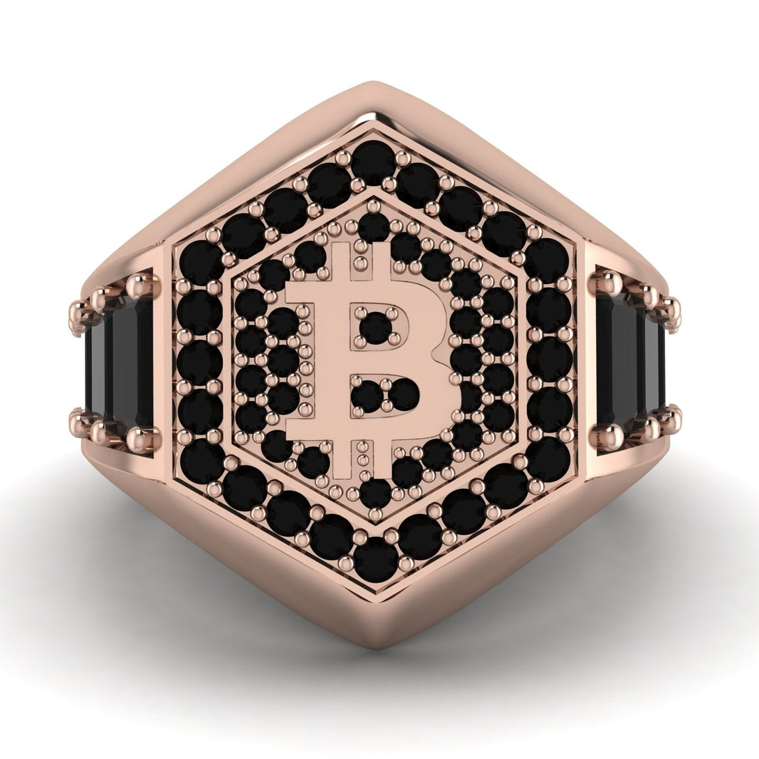 Bitcoin Black Diamond Signet Ring - Axel No. 23