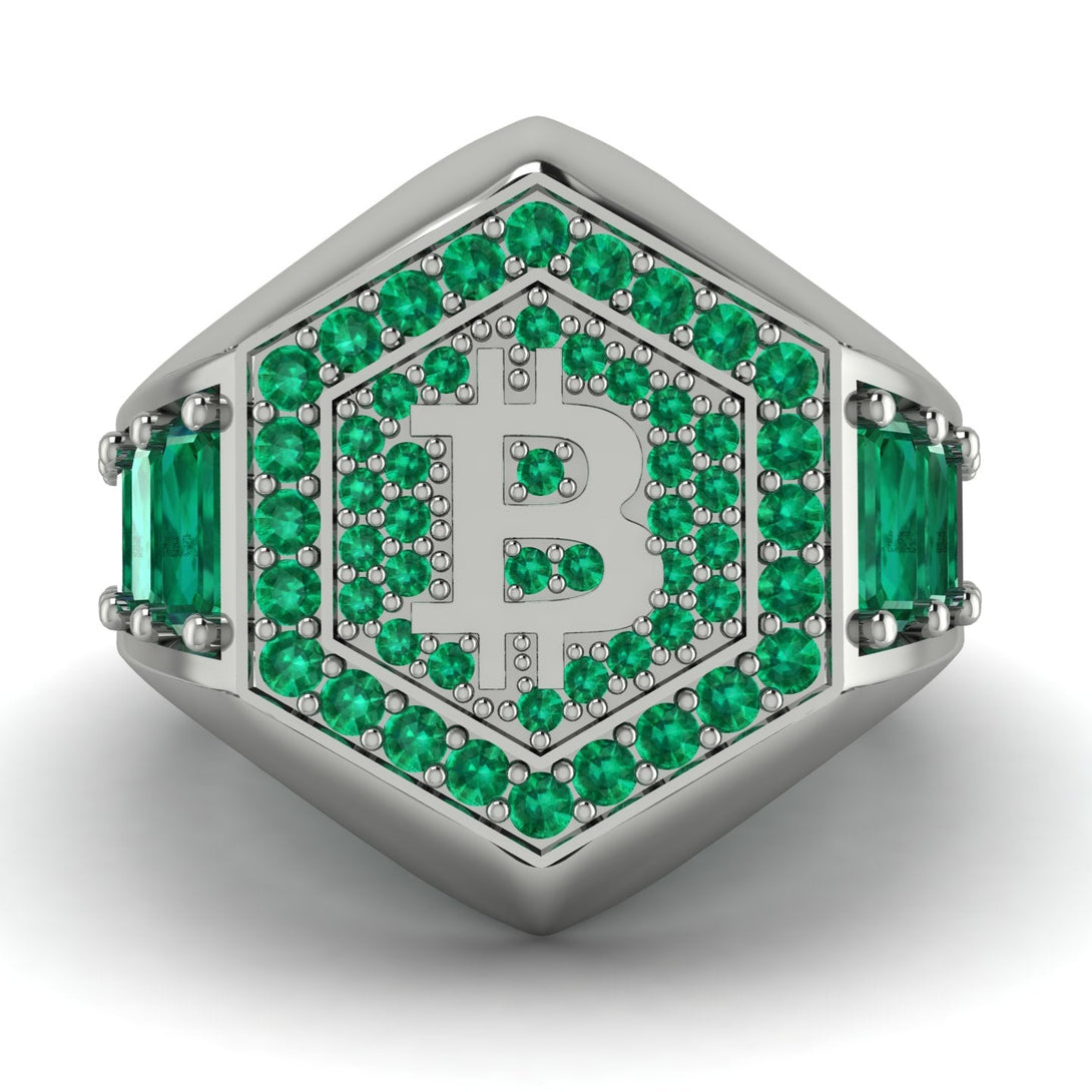 Bitcoin Emerald Signet Ring - Axel No. 18