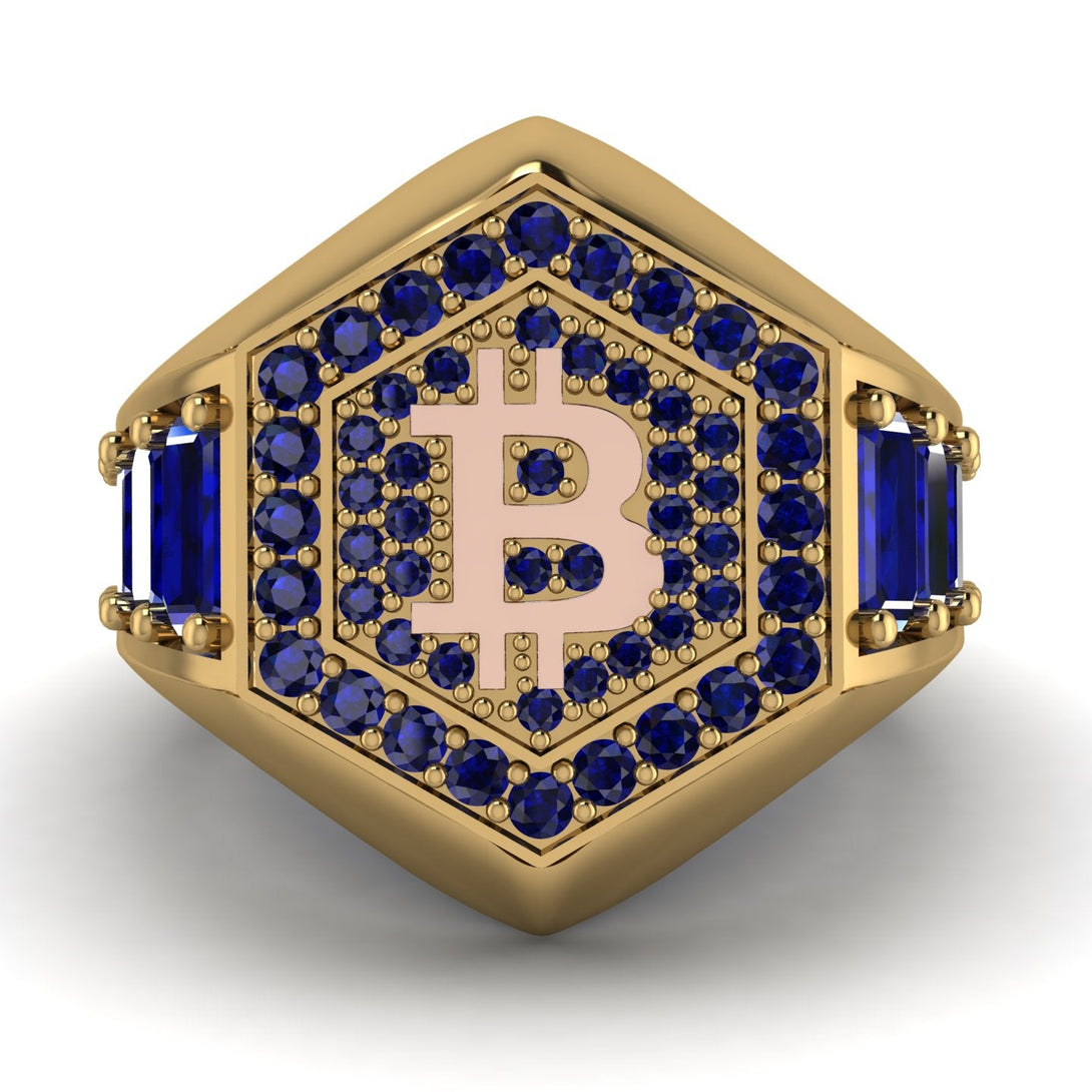 Bitcoin Sapphire Signet Ring - Axel No. 40