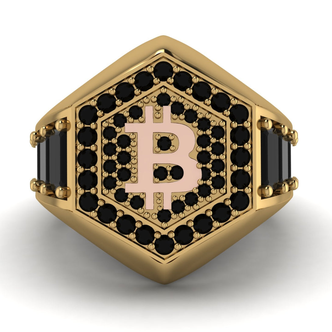 Bitcoin Black Diamond Signet Ring - Axel No. 22