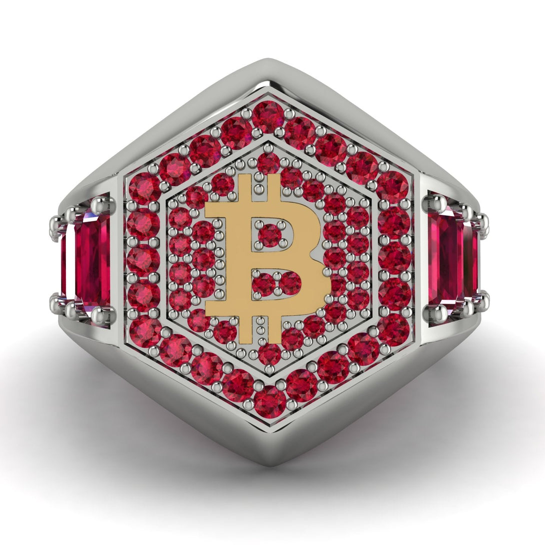 Bitcoin Ruby Signet Ring - Axel No. 30