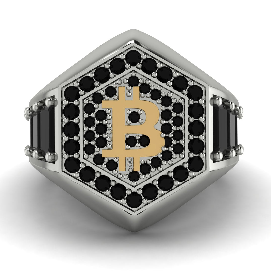 Bitcoin Black Diamond Signet Ring - Axel No. 21