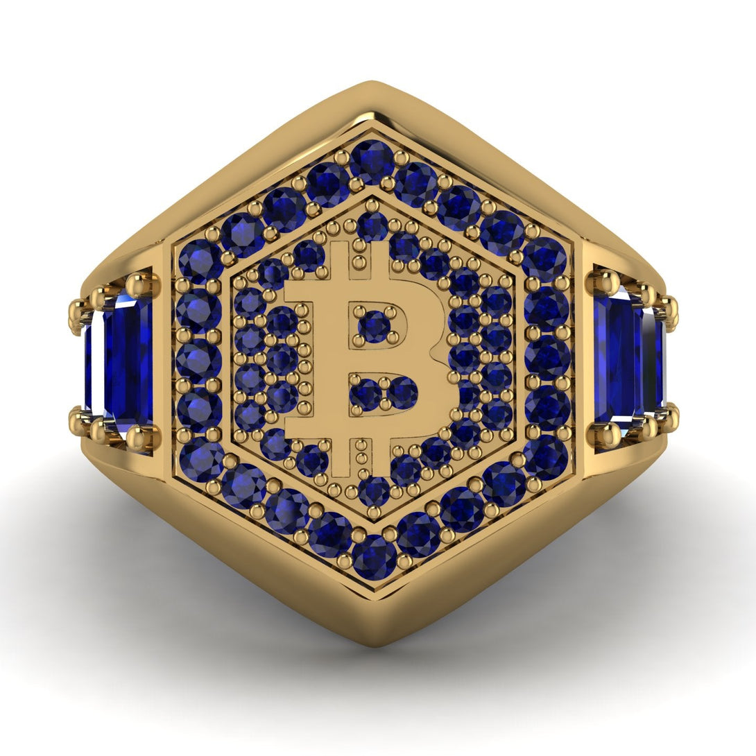 Bitcoin Sapphire Signet Ring - Axel No. 37