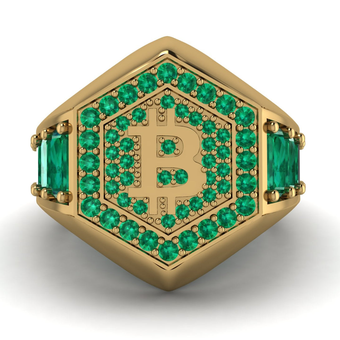 Bitcoin Emerald Signet Ring - Axel No. 10