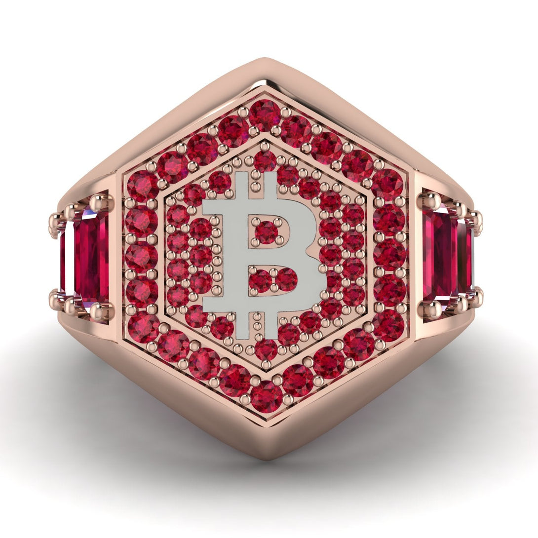Bitcoin Ruby Signet Ring - Axel No. 35