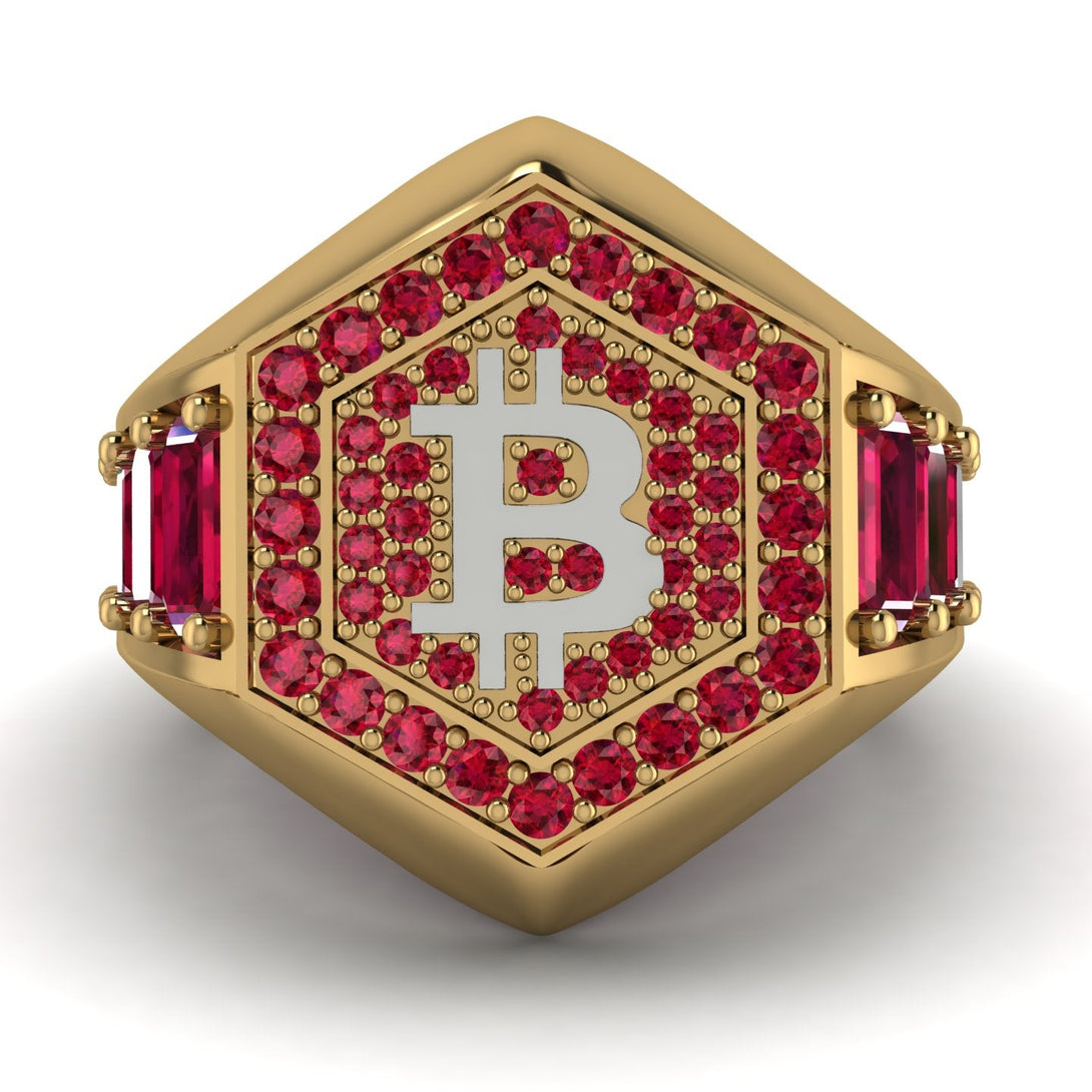 Bitcoin Ruby Signet Ring - Axel No. 34