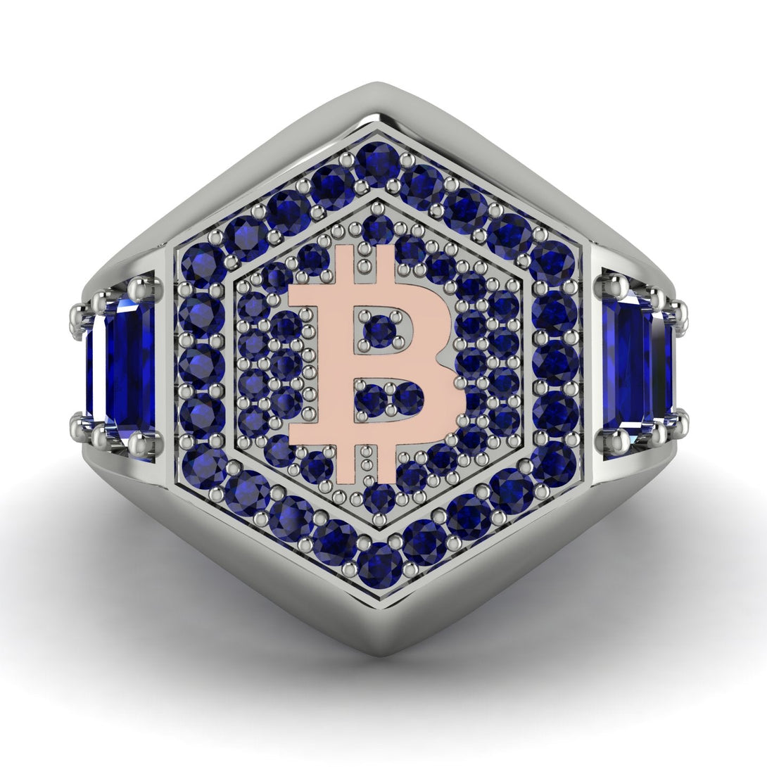 Bitcoin Sapphire Signet Ring - Axel No. 42